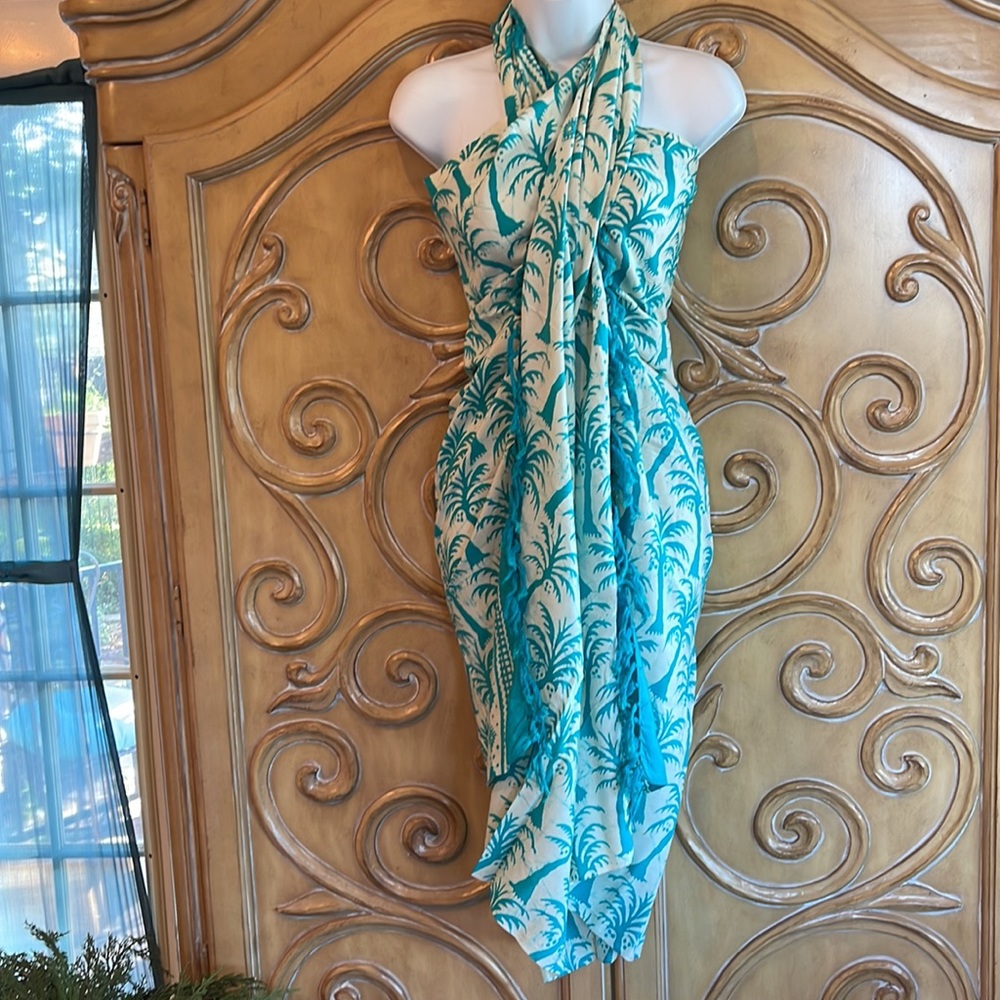 Turquoise palms sarong/Coverup